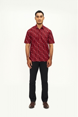 TUSCA MEN | Eusoff Classic Batik Kemeja in Red