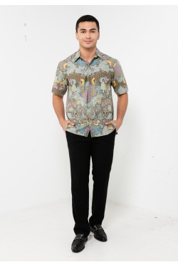 TUSCA MEN | Eusoff Short Sleeves Batik Shirt in Baby Blue