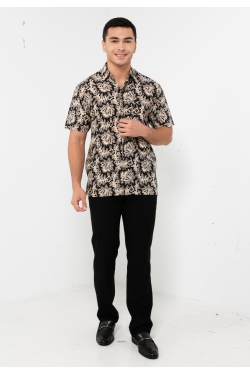 TUSCA MEN | Eusoff Short Sleeves Batik Shirt in Black