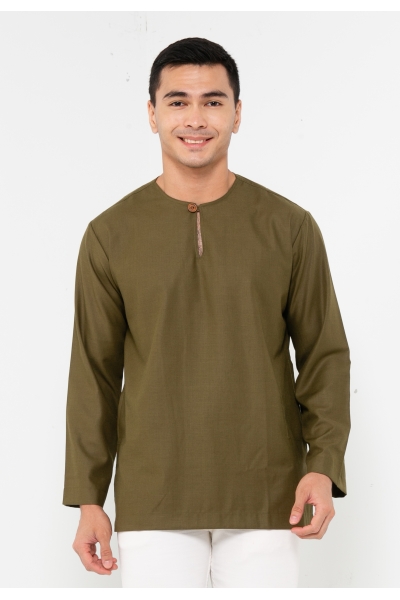 TUSCA MEN | Leon Long Sleeves Classic Kurta in Army Green TUSCA MEN | Leon Long Sleeves Classic Kurta in Army Green