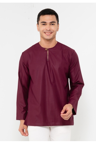 TUSCA MEN | Leon Long Sleeves Classic Kurta in Burgundy TUSCA MEN | Leon Long Sleeves Classic Kurta in Burgundy