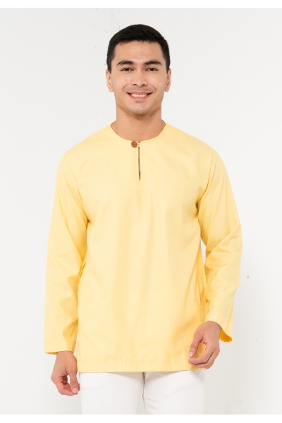 TUSCA MEN | Leon Long Sleeves Classic Kurta in Pastel Yellow