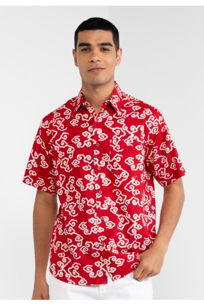 TUSCA MEN | Nuansa Batik Kemeja in Red Chili