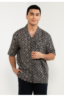 TUSCA MEN |  Ombak Batik Kemeja in Black