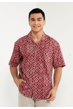 TUSCA MEN |  Ombak Batik Kemeja in Maroon